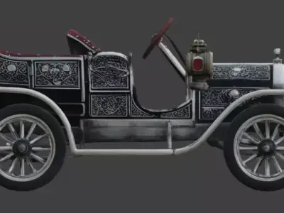 Gothic Skull Brass Era Car 3D Model Low-poly 3D model