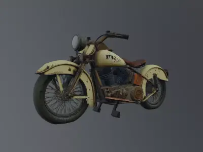 vintage abandoned motorbike 3D model