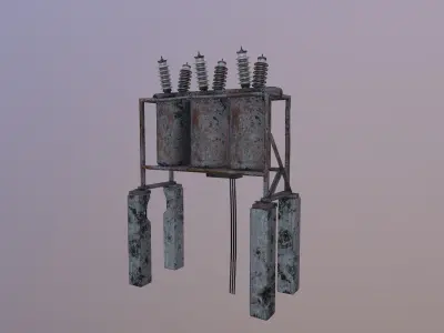 Transformer with two poles Low-poly 3D model