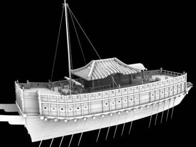 Japanese Battleship - JSengoku-era Warships - ATAKE BUNE Ship 3D model