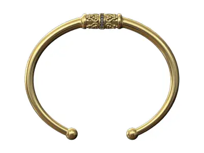 Diamond beaded crown horn cuff bracelet 3D print model