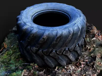 truck tractor tire junkyard debris PBR photogrammetry Low-poly 3D model