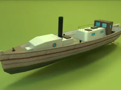Steam Motor boat 1906 Low-poly 3D model