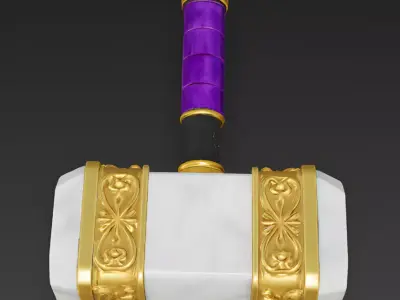 The Sovereign Smasher Royal Gilded Sledgehammer 3D Model Low-poly 3D model