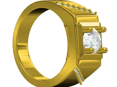 Antique Solitaire Ring for Men 3D print model