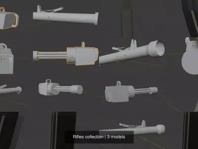 Rifles collection box with light 3D Model Pack