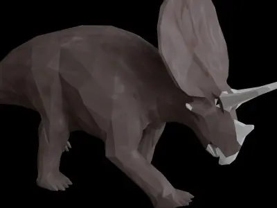 LowPoly Triceratops in forest Free low-poly 3D model