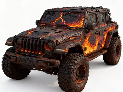 Magma Infused Off Road Jeep 3D Model Low-poly 3D model