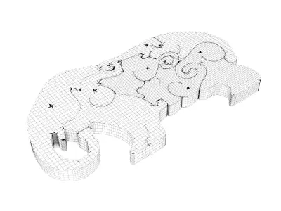 Wooden toy elephant 03 3D model