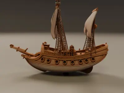 wooden ship 3D print model
