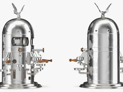  Retro Espresso Machine With Empty Cups Chrome 