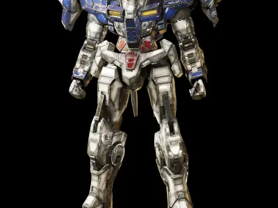 Reallistic OO GUNDAM 3d model rigged game ready Low-poly 3D model