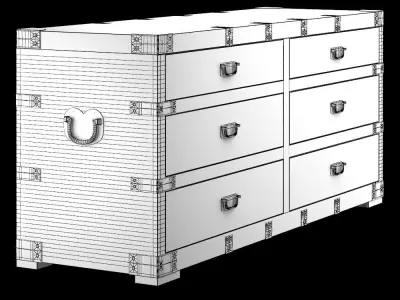 Dresser Vintage Antique Oak Wide 3D model