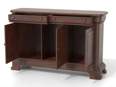 Antique Wooden Sideboard Cabinet Low-poly 3D model