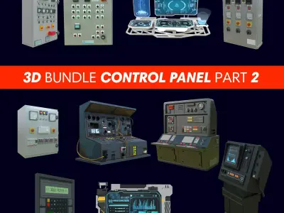 3D Control Panel Bundle Pack Part 2 Game Ready 3D model