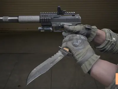 FPS Animations Pistol And Knife Low-poly 3D model