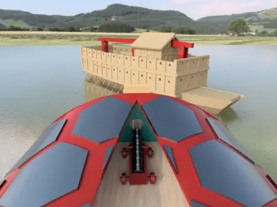 Sengoku period Samurai warship- Atakebune Low-poly 3D model