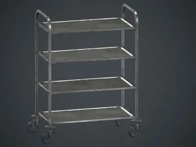 Industrial Tray Trolley 3 PBR game Ready Low-poly 3D model
