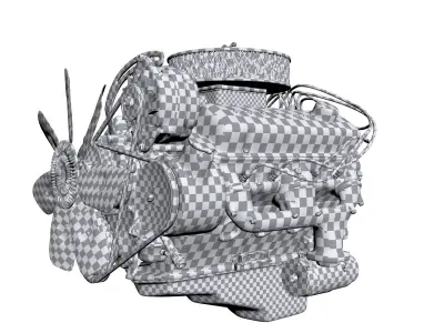 Pontiac V8 Engine Animated Model Midpoly 3D model