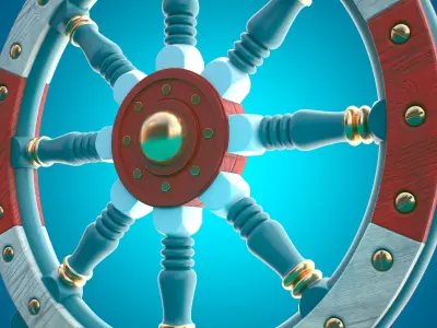 Ship Wheel 3D model Textured