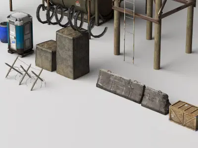 Military Base Outpost Game Environment Modular Collection 3D model