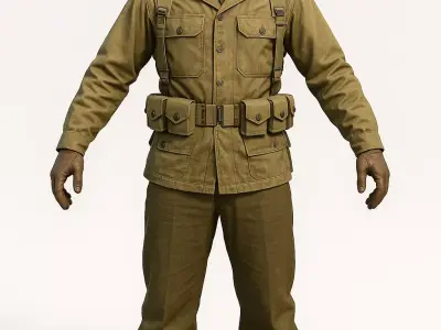 WWII Soldier 3D Model Full Body OBJ STL GLB 3D model