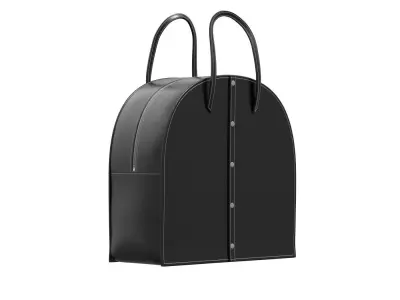 Black Leather Half moon Tote Bag 3D model