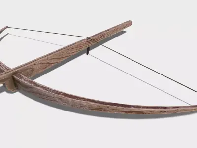Low Poly PBR Crossbow wooden bow and arrow Low-poly 3D model