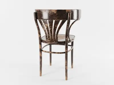 VINTAGE DARK BROWN WORN THONET STYLE CHAIR Low-poly 3D model