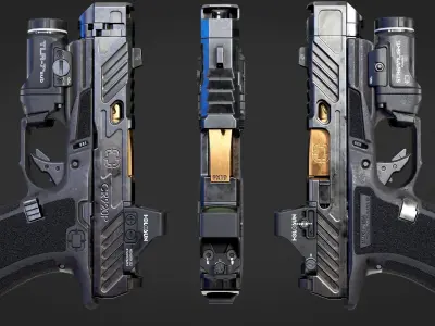 Handgun with integrated compensator Shadow Systems CR920P Low-poly 3D model