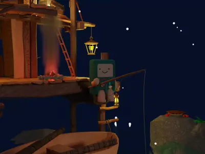 sea shack night 3D model