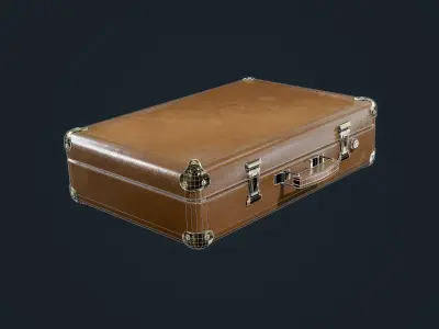 Suitcase Luggage Briefcase Leather Travel Hotel Game Ready Low-poly 3D model
