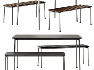 Traverse Garden Table and Bench by Hay 3D model