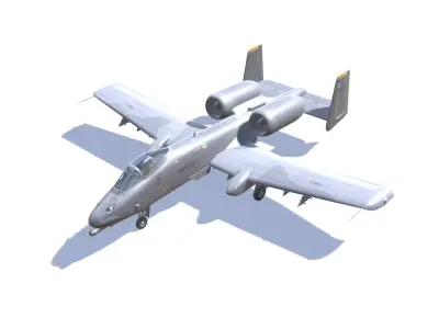 A-10 Thunderbolt Jet Fighter Aircraft Low-poly 3D model