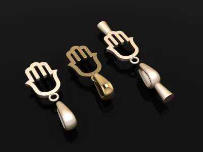 DAINTY HAMSA PENDANT FRAME CHARM 3D print model