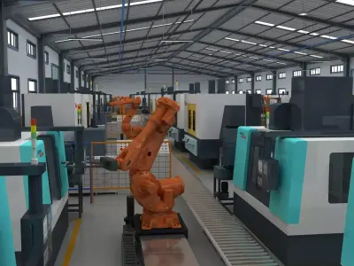 Factory Interior and CNC Equipment 3D model