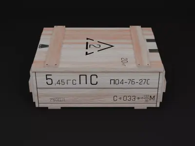 Russian box with ammo 5x45 Low-poly 3D model