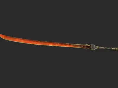Science fiction style fire element long knife 3D model