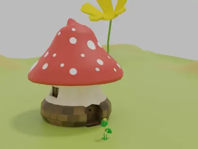 Bugs City Low Poly Cartoon Town 3D Art Free Small Pack Free low-poly 3D model