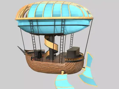 Stylized Airship Low-poly 3D model purchase