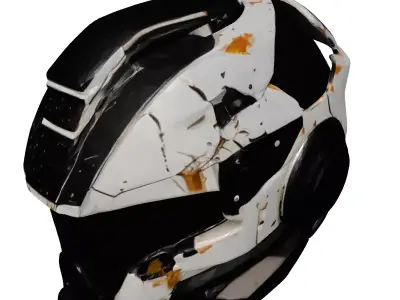 Damaged SciFi Helmet 3D Model 3D model purchase