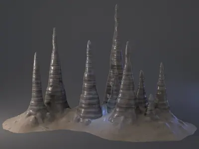 Realistic Cave Stalagmites Bundle 3D model