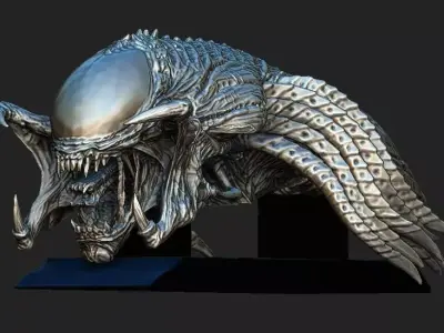 Predalien head bust and base 3D model