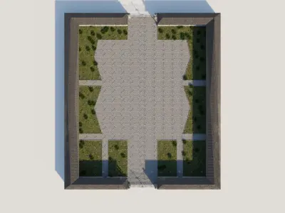 Medieval Castle Garden Low-poly 3D model