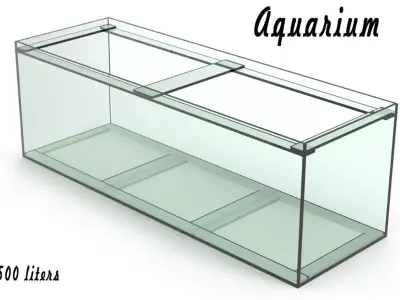 Aquarium glass fish tank Low-poly 3D model