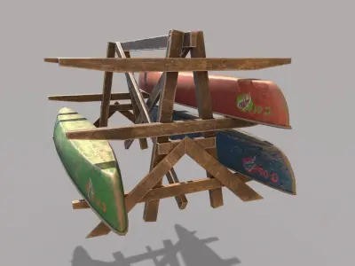 Canoe Storage Rack Low-poly 3D model