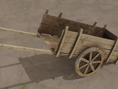 Medieval cart Low-poly 3D model get