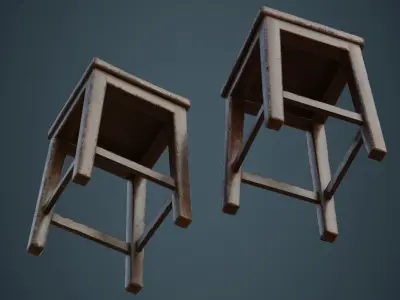 Stool 1B Low-poly 3D model