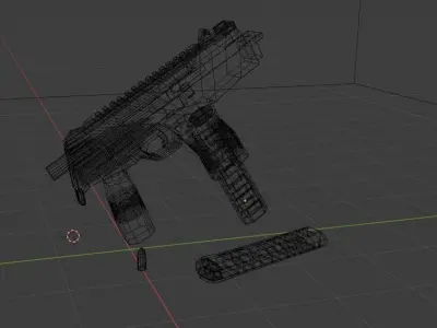 low-poly mp 9 gun on table Low-poly 3D model