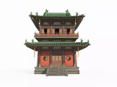 Ancient Asian Architecture Taoist Temple Attic 3D model